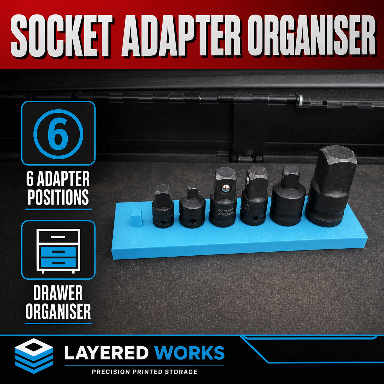 Magnetic Socket Adapter Organiser | Impact/Universal Joint Adapters 1 Magnetic Socket Adapter Organiser | Impact/Universal Joint Adapters
