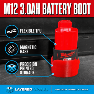 M12 3.0ah Magnetic Rubber/TPU Battery Boot Protector Cover