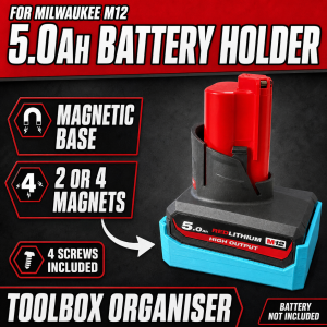 Milwaukee M12 5.0ah Magnetic Battery Holder | Plastic
