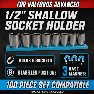 1/2 Halfords Advanced Magnetic Shallow Socket Holder | Holds 8
