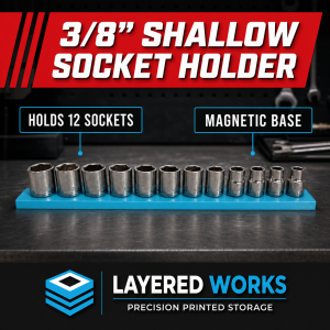 Shallow 3/8 Halfords Advanced Magnetic Socket Holder | Holds 12