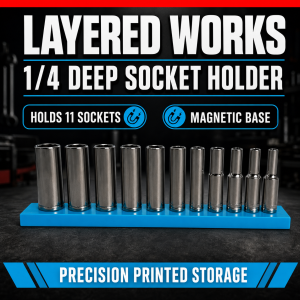 Halfords Advanced 1/4" Deep Socket Holder (Holds 11) | Magnetic Socket Organiser