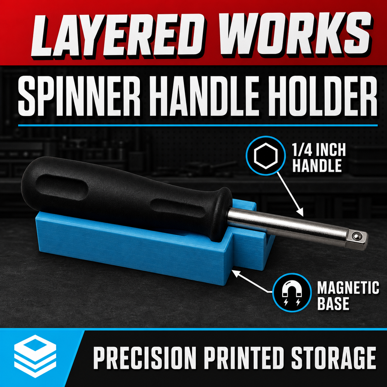 Halfords Advanced 1/4" Spinner Handle Holder | Magnetic Toolbox Organiser 1 Halfords Advanced 1/4" Spinner Handle Holder | Magnetic Toolbox Organiser