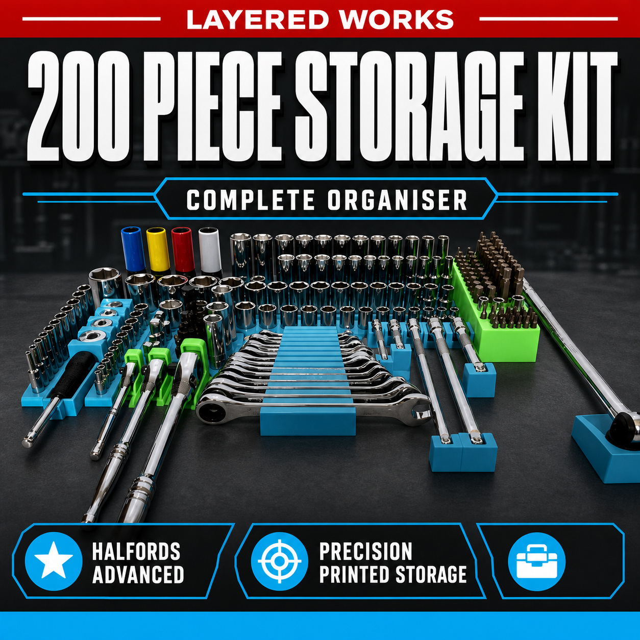 Halfords Advanced 200 Piece Storage Kit | Toolbox Organiser 1 Halfords Advanced 200 Piece Storage Kit | Toolbox Organiser