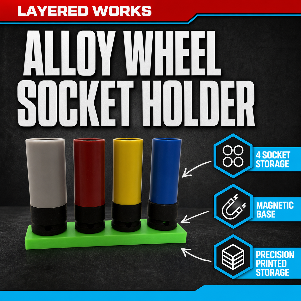 Halfords Advanced Magnetic Alloy Wheel Socket Holder | Socket Organiser 1 Halfords Advanced Magnetic Alloy Wheel Socket Holder | Socket Organiser