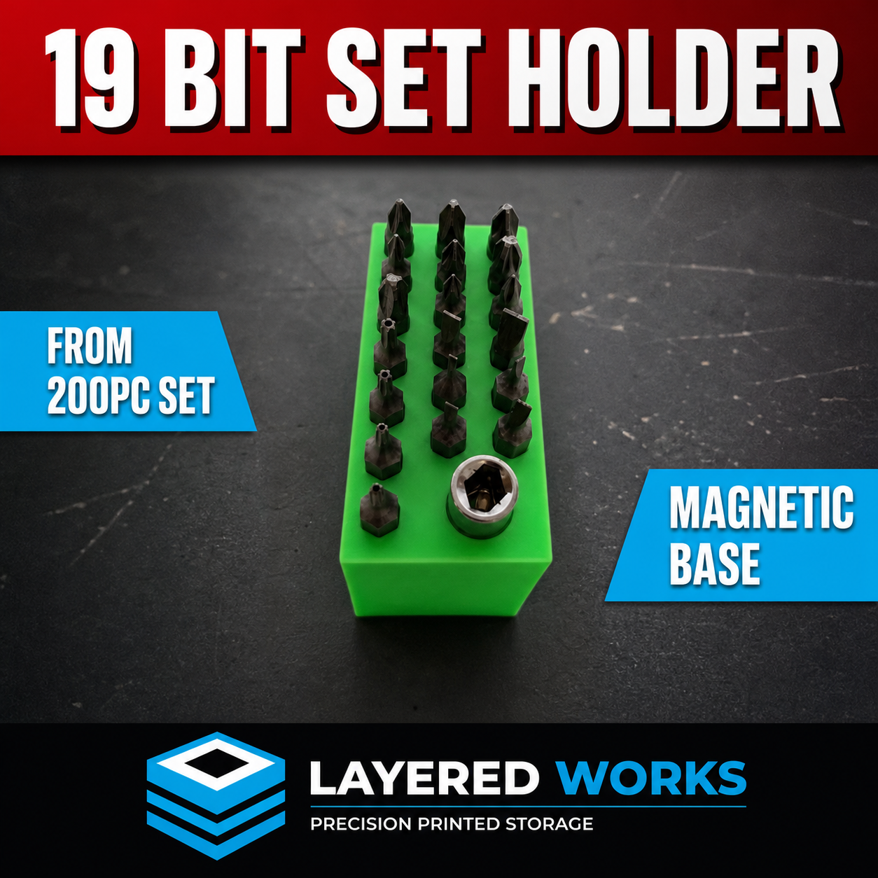 Halfords Advanced x19 Bit Set Holder (from 200pc Set) | Magnetic 1 Halfords Advanced x19 Bit Set Holder (from 200pc Set) | Magnetic