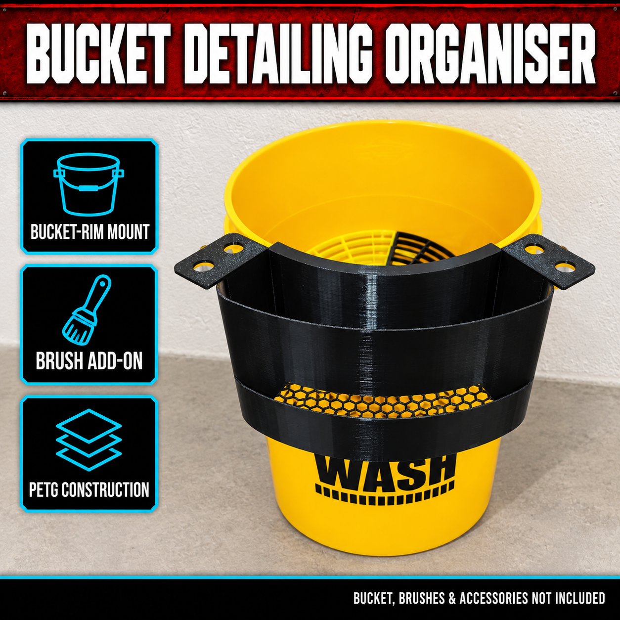 Bucket-Mounted Car Detailing Organiser 1 Bucket-Mounted Car Detailing Organiser