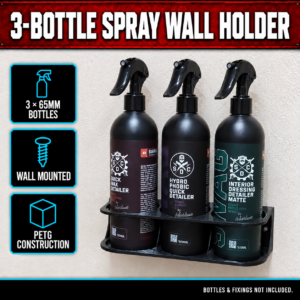 3-Bottle Car Detailing Spray Holder – 65mm Wall Mount