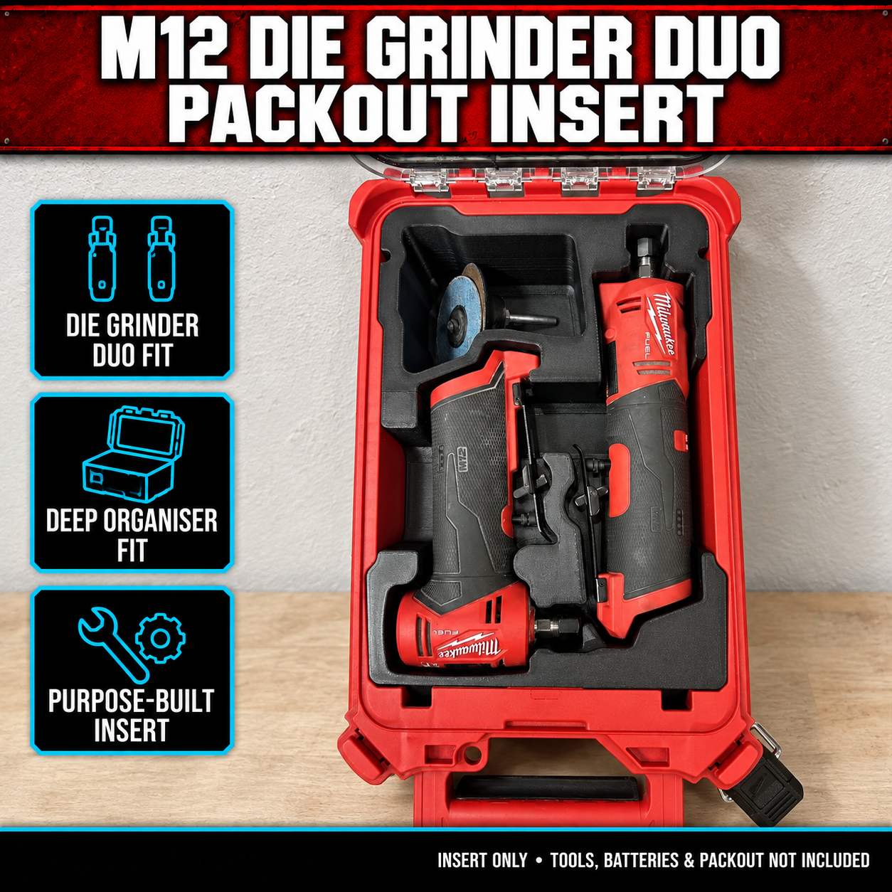 Milwaukee M12 Die Grinder Duo PACKOUT Insert 1 Milwaukee M12 Die Grinder Duo PACKOUT Insert