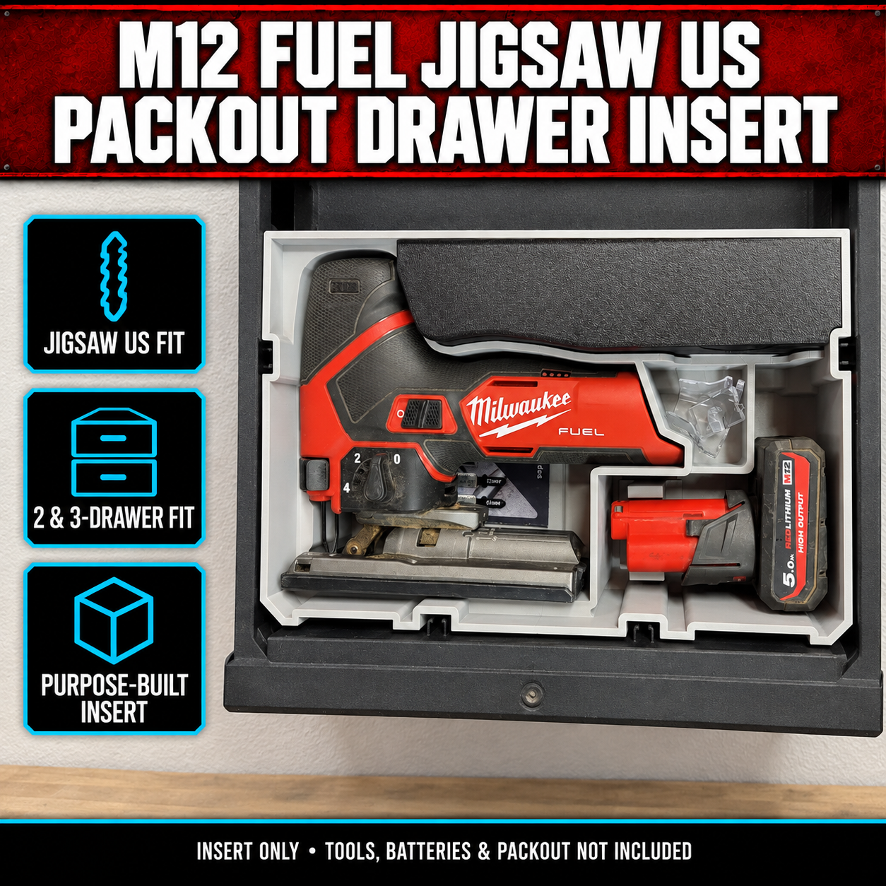 Milwaukee M12 FUEL Jigsaw US PACKOUT Drawer Insert 1 Milwaukee M12 FUEL Jigsaw US PACKOUT Drawer Insert