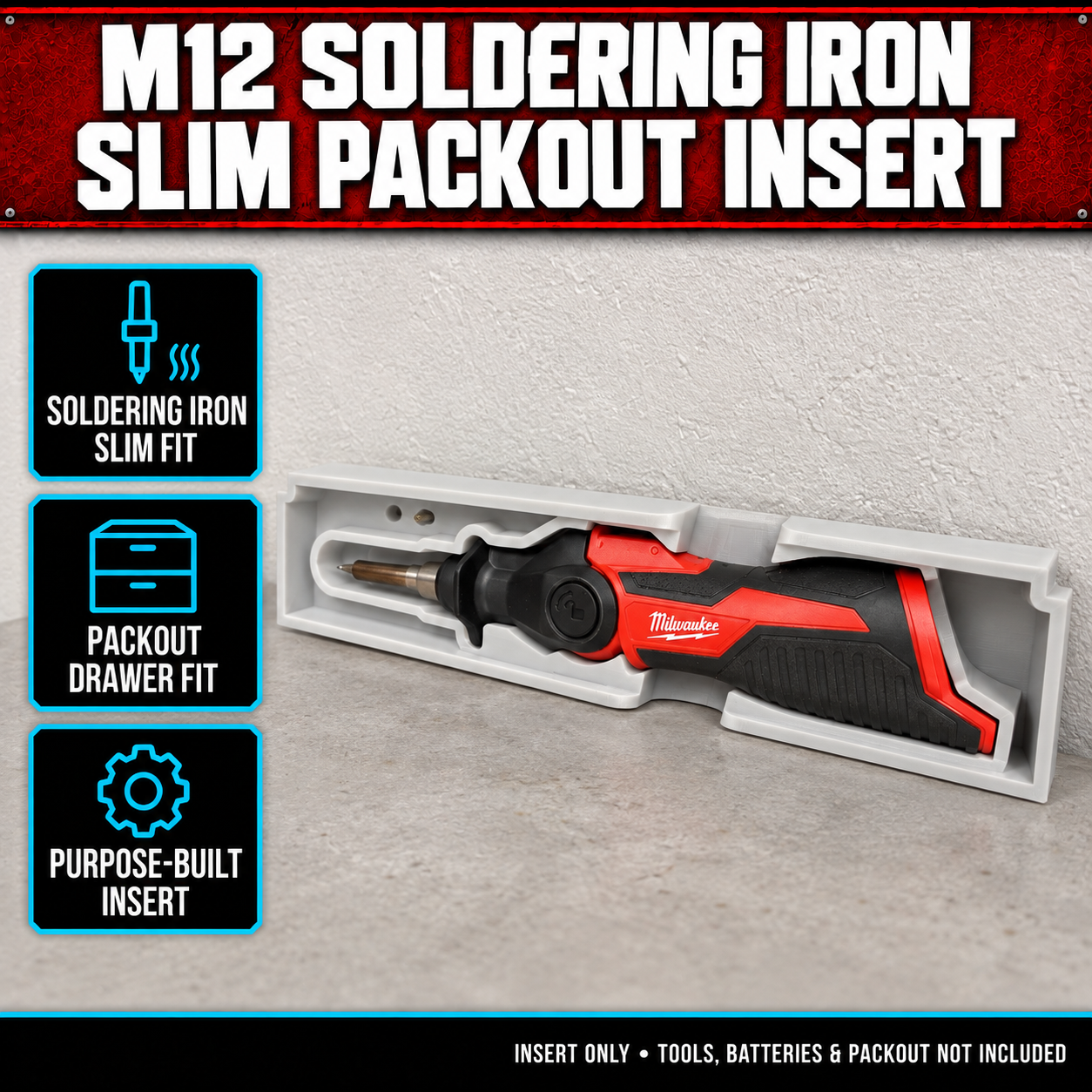 Milwaukee M12 Soldering Iron Slim PACKOUT Insert 1 Milwaukee M12 Soldering Iron Slim PACKOUT Insert