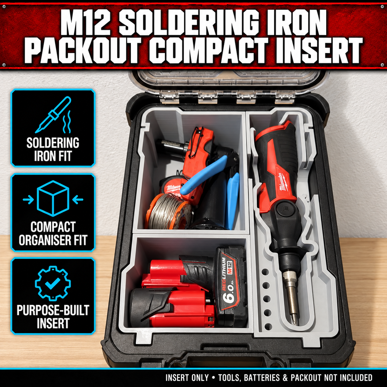 Milwaukee M12 Soldering Iron PACKOUT Compact Insert 1 Milwaukee M12 Soldering Iron PACKOUT Compact Insert
