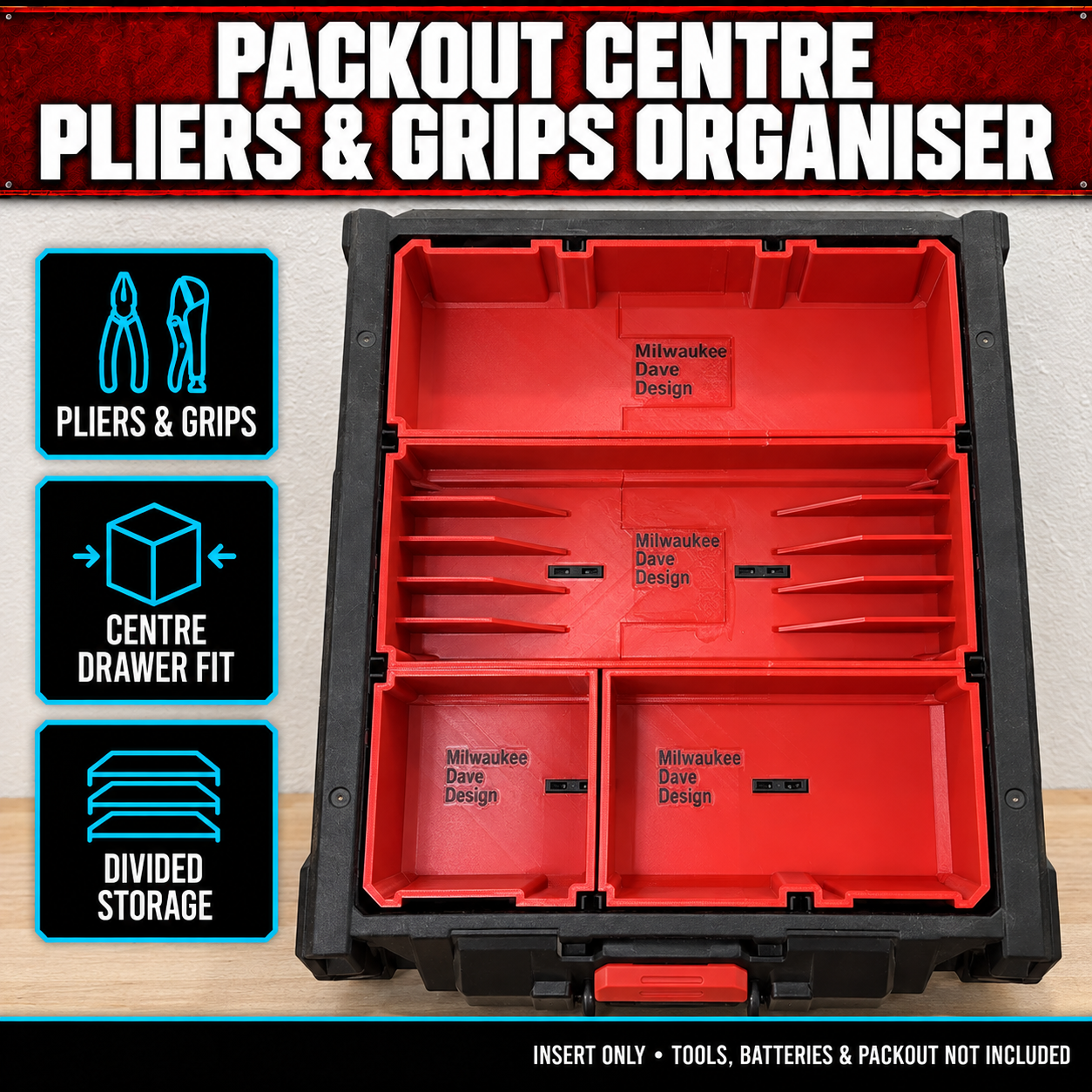 Milwaukee PACKOUT Centre Pliers & Grips Organiser 1 Milwaukee PACKOUT Centre Pliers & Grips Organiser