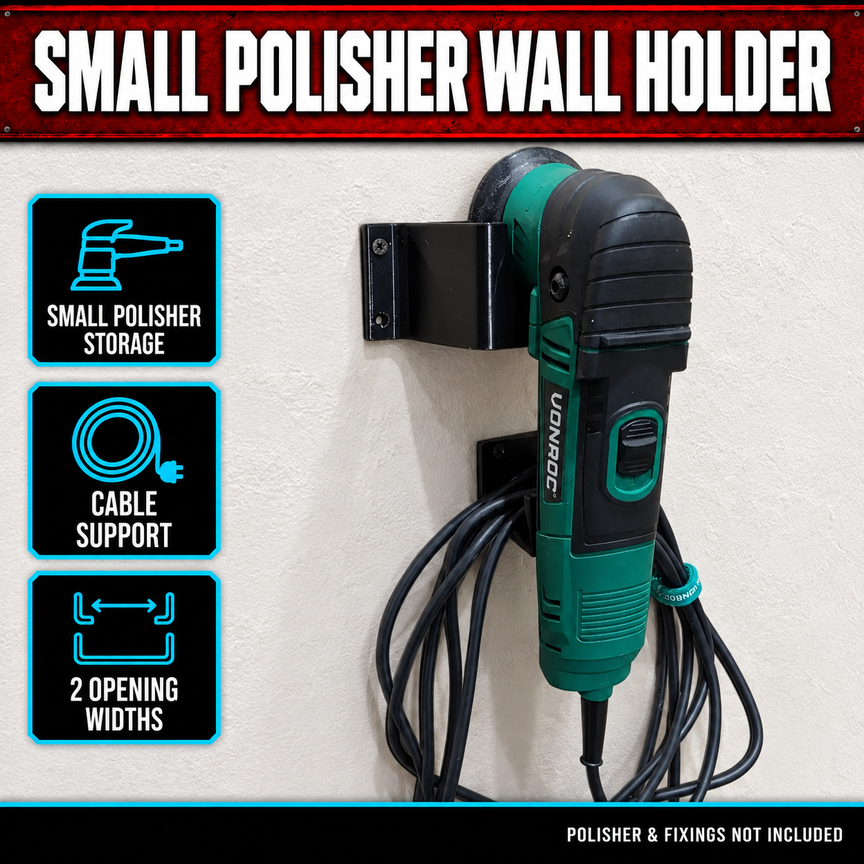 Small Polisher Wall Holder with Cable Support 1 Small Polisher Wall Holder with Cable Support
