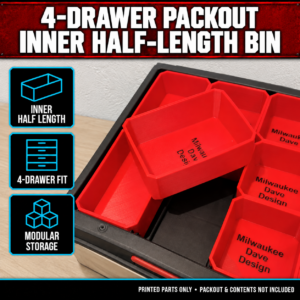 Milwaukee 4-Drawer PACKOUT Inner Half-Length Bin