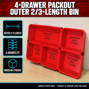 Milwaukee 4-Drawer PACKOUT Outer 2/3-Length Bin