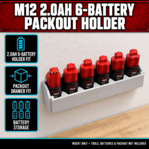 Milwaukee M12 2.0Ah 6-Battery PACKOUT Holder