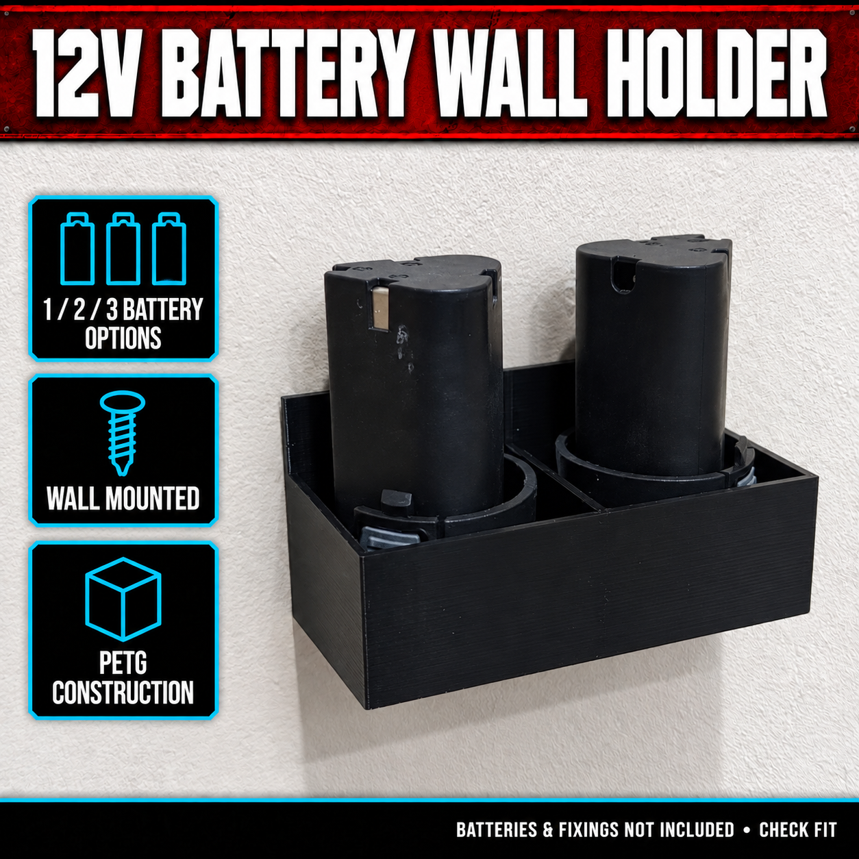 Universal 12V Battery Wall Mount 1 Universal 12V Battery Wall Mount