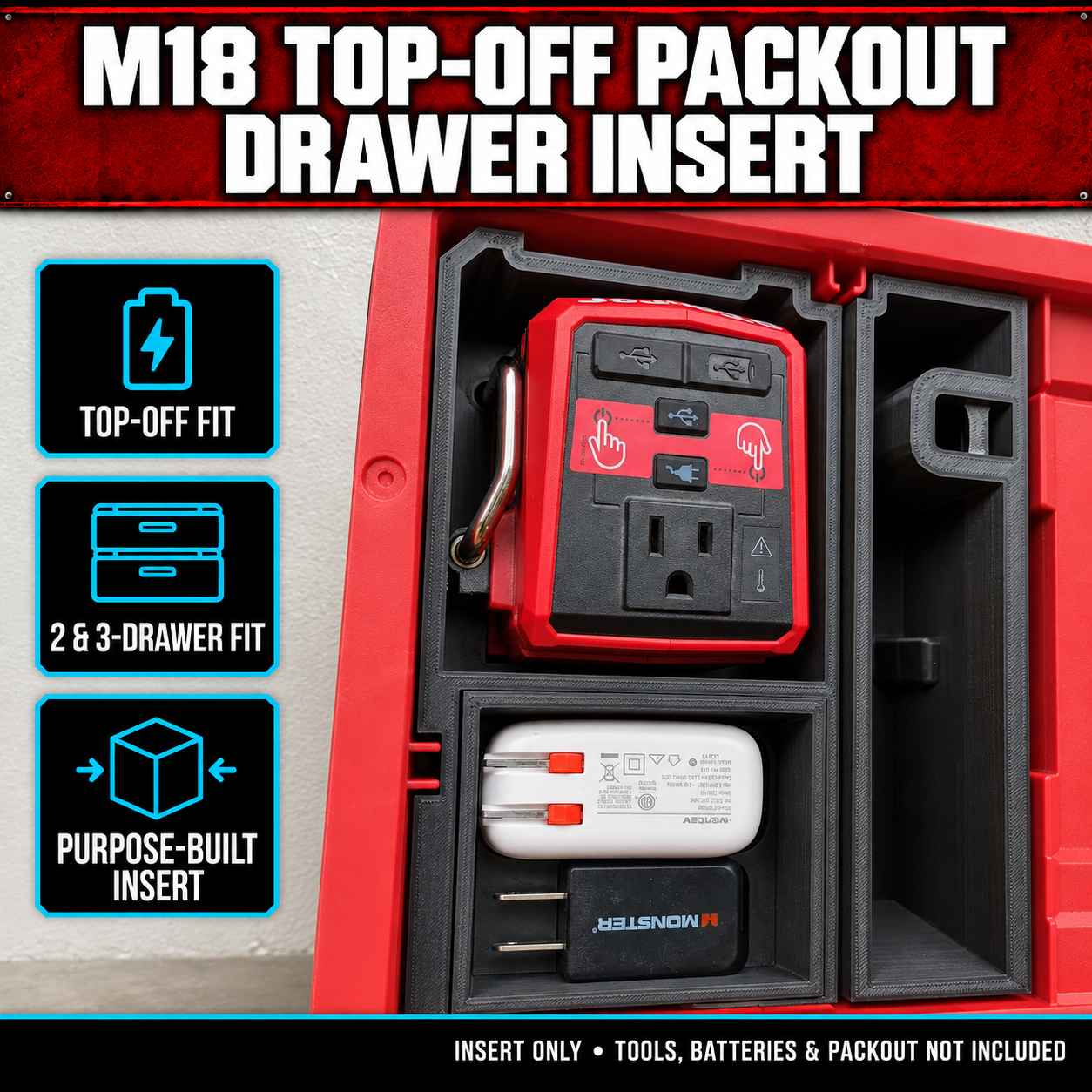 Milwaukee M18 TOP-OFF PACKOUT Drawer Insert 1 Milwaukee M18 TOP-OFF PACKOUT Drawer Insert
