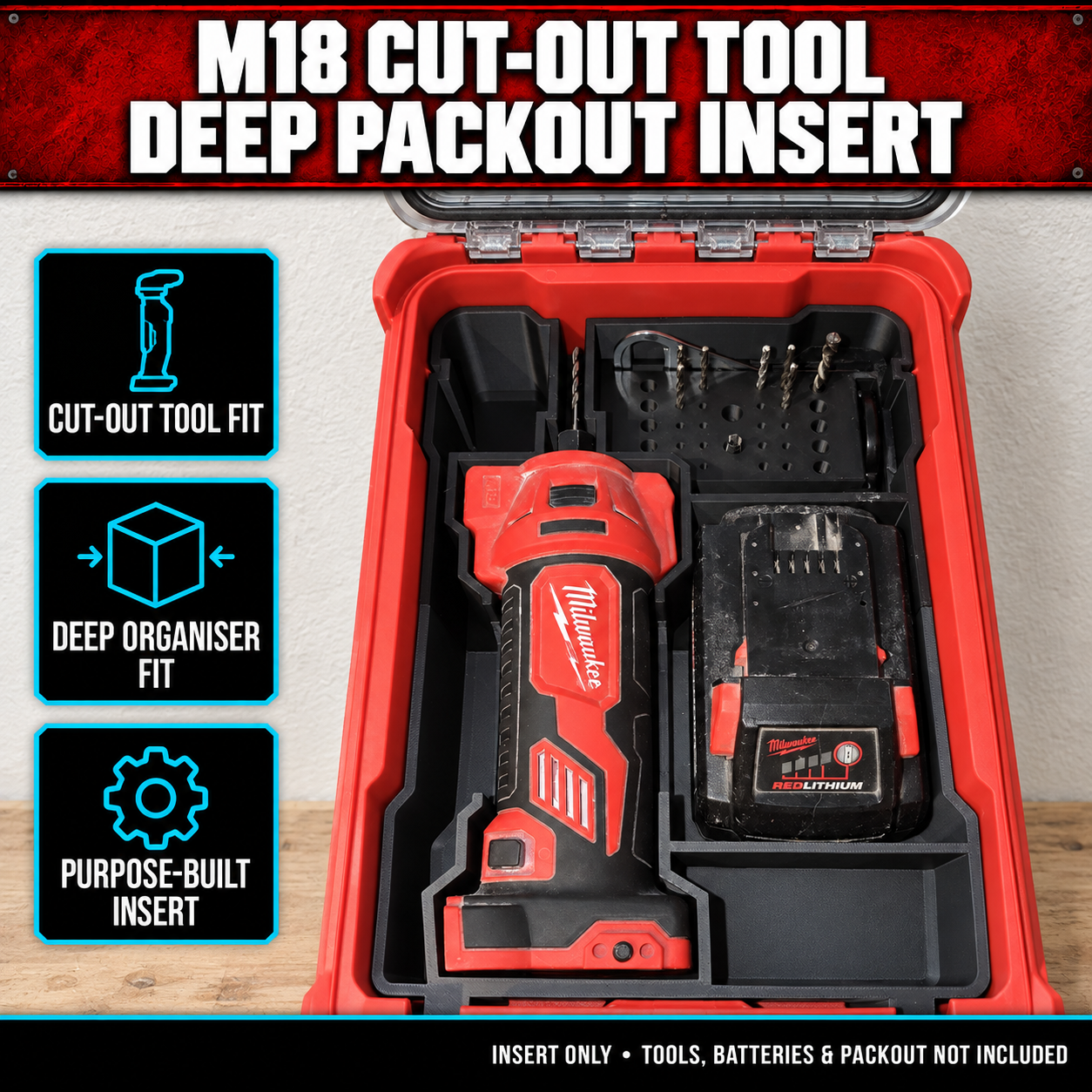 Milwaukee M18 Cut-Out Tool Deep PACKOUT Insert 1 Milwaukee M18 Cut-Out Tool Deep PACKOUT Insert
