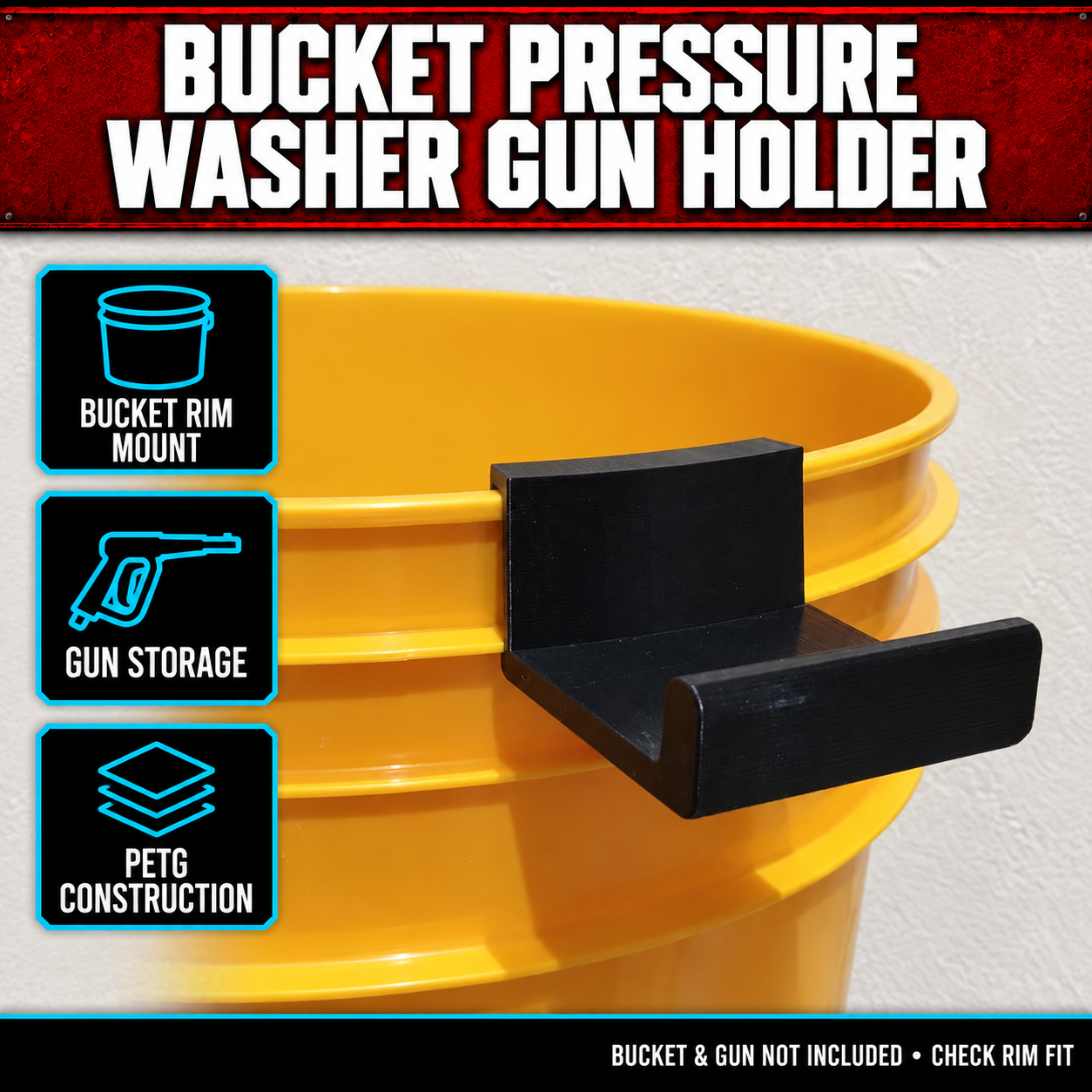Work Stuff Bucket Pressure Washer Gun Holder 1 Work Stuff Bucket Pressure Washer Gun Holder