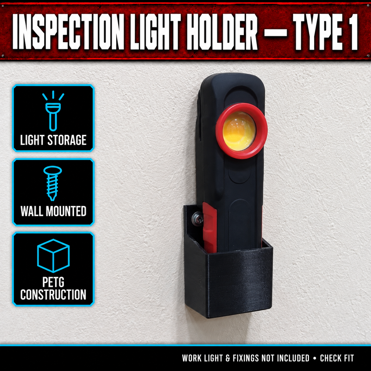 Inspection Work Light Wall Holder - Type 1 1 Inspection Work Light Wall Holder - Type 1