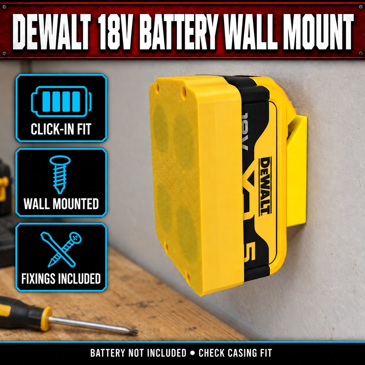 DeWalt 18V Battery Wall Mount 1 DeWalt 18V Battery Wall Mount