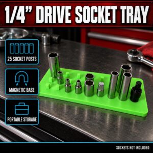 25-Socket 1/4-Inch Drive Portable Magnetic Socket Tray