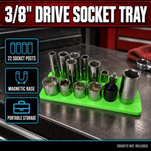 22-Socket 3/8-Inch Drive Portable Magnetic Socket Tray