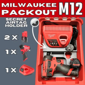 Milwaukee Packout M12 Drill & Battery Organizer with Secret AirTag Holder